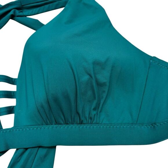 Becca Brand Dark Teal Tie Back Bikini‎ Top Size 1X - Picture 2 of 10